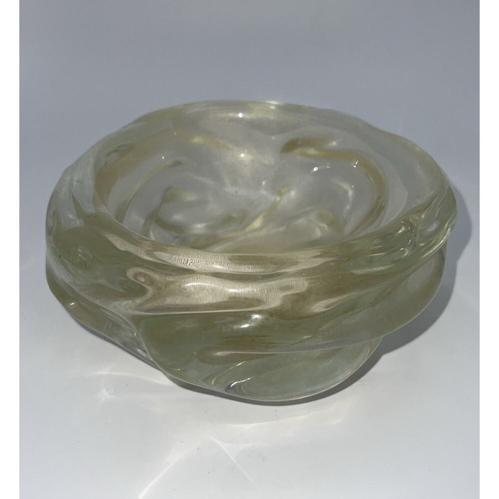 MCM Archimede Seguso Murano Heavy Gold Leaf Freeform Glass Bowl